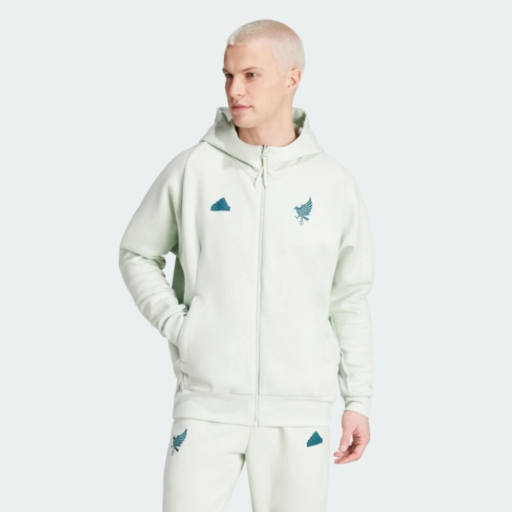Adidas Mexico Travel Full Zip Hoodie Soccer Mint Linen Green Size Medium